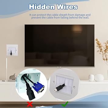Trunking Brush Socket Single Gang White Cable Brush Wall Plate Faceplate