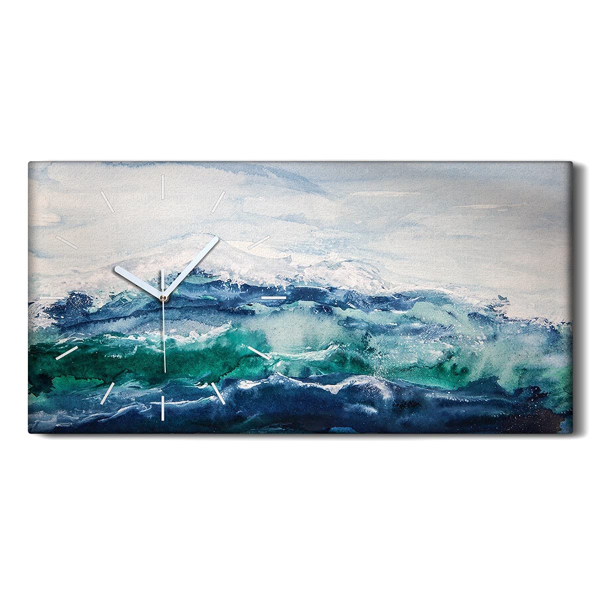 Horloge sur Toile vagues de mer 60x30cm pour un salon zen et design