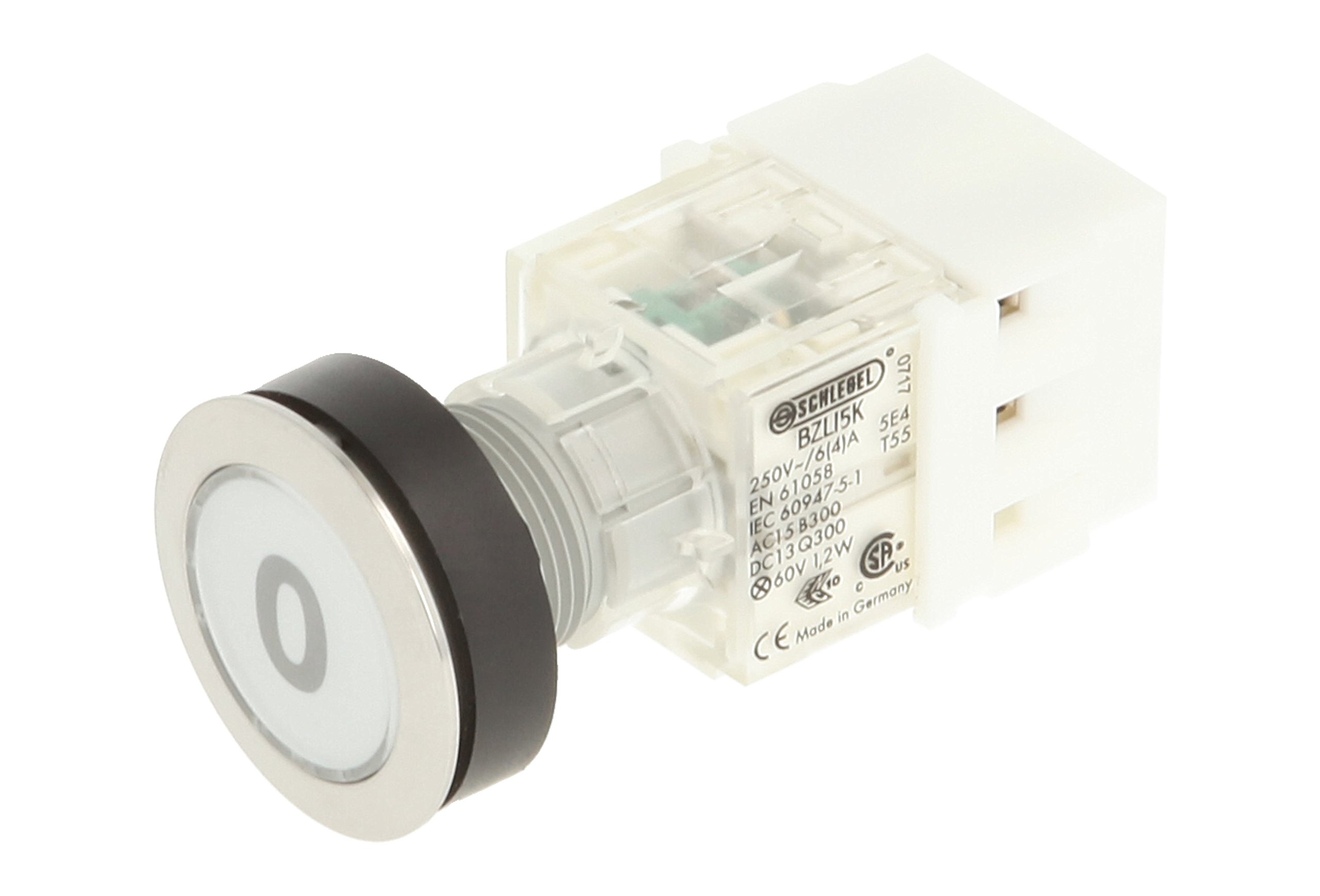 Club 23.000.573 Stainless Steel Push Button Switch Cap Bezeichungs Child 0 Master Illuminated Momentary Contact 1 NO and Screw Connection, 24 V LED, Clear (Pack of 2)