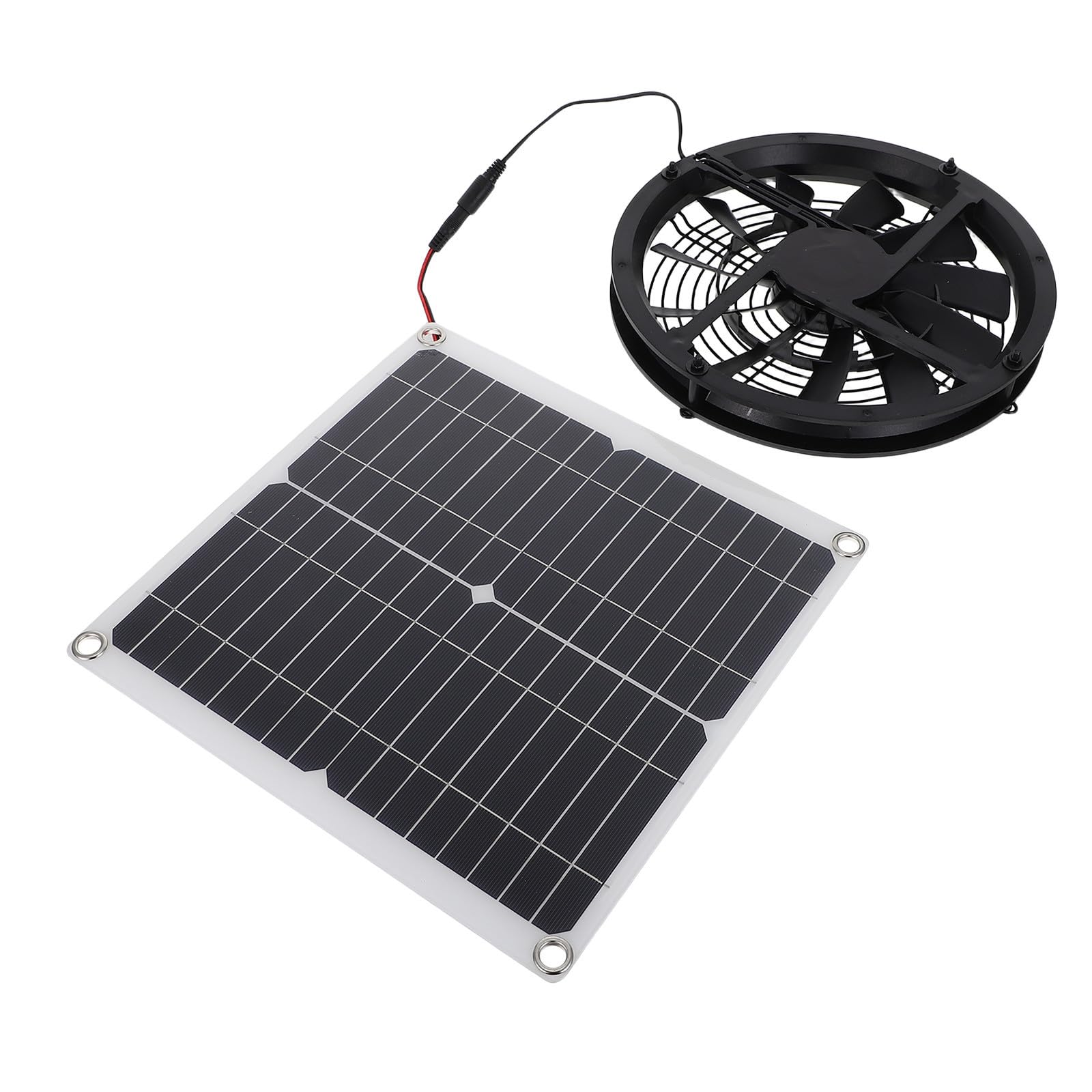 Solarbetriebener Abluftventilator 25cm Tierhäuser Kunststoff Rund Schwarz