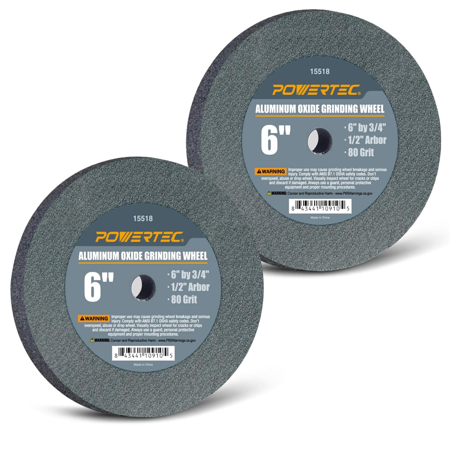 POWERTEC Grinding Wheels - 6 Inch Aluminum Oxide -7