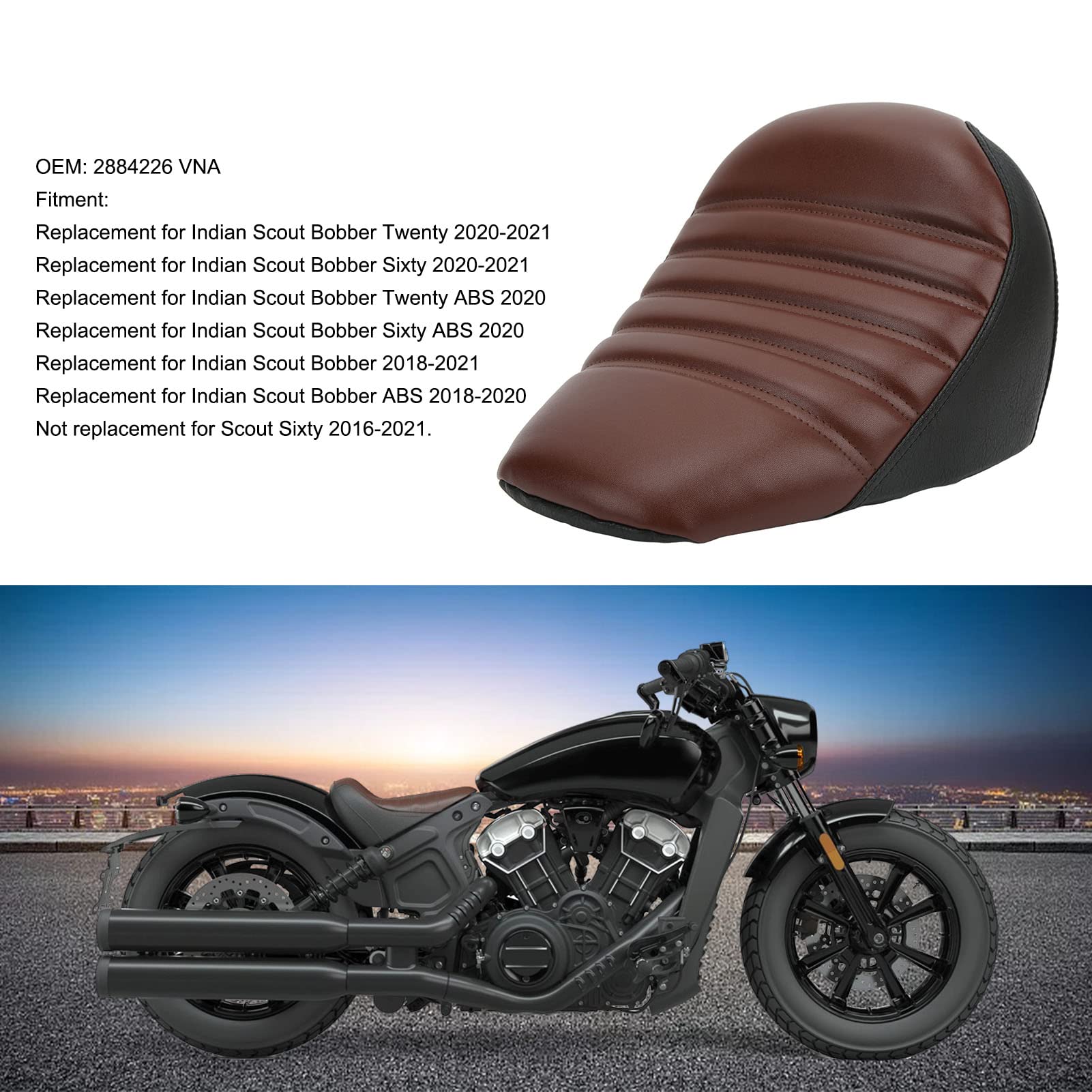 Zamiennik poduszki siedzenia motocykla w kolorze brązowym dla Indian Scout Bobber - wygodny montaż na długie przejażdżki