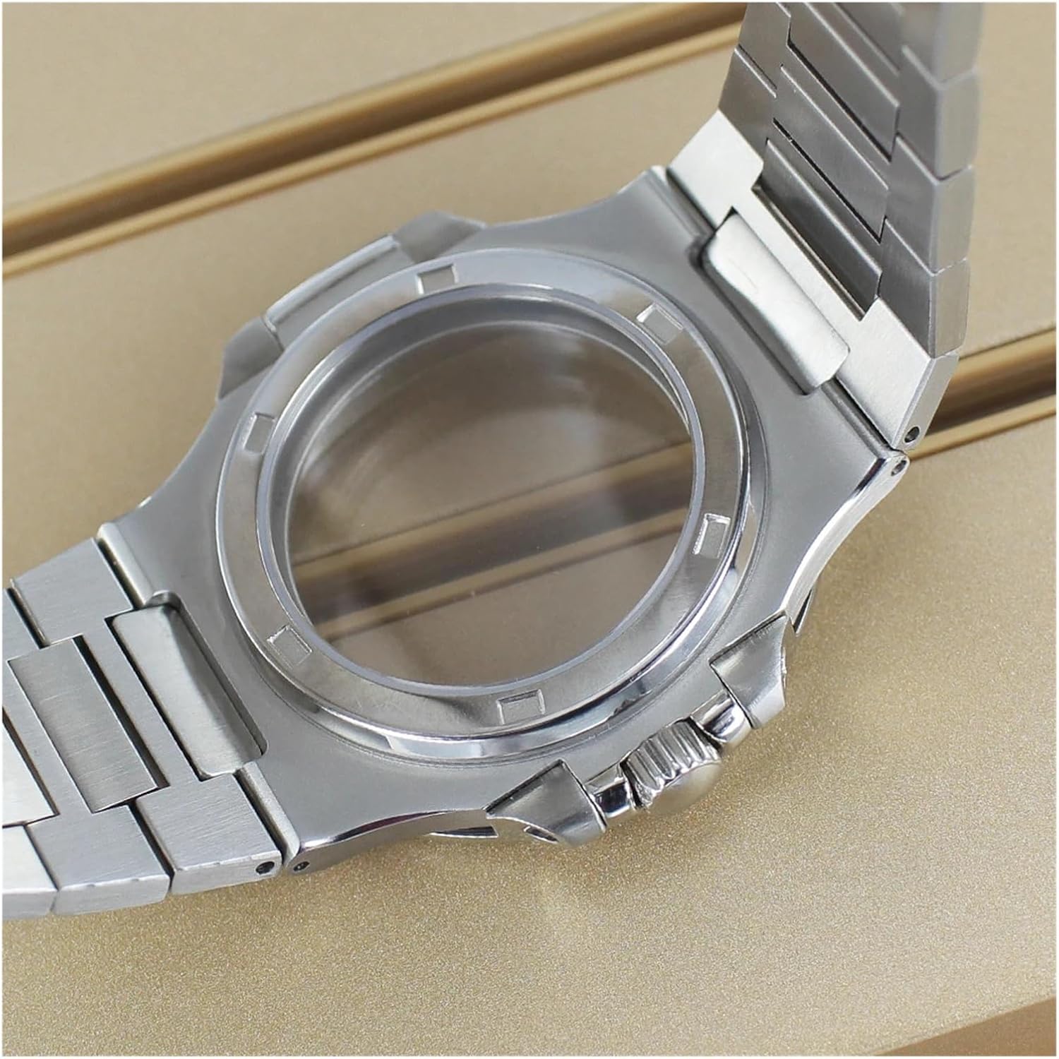 43.3mm Ultra Thin Silver Watch Case with Sapphire Crystal Glass for - 9015 Movement - 10ATM Waterproof