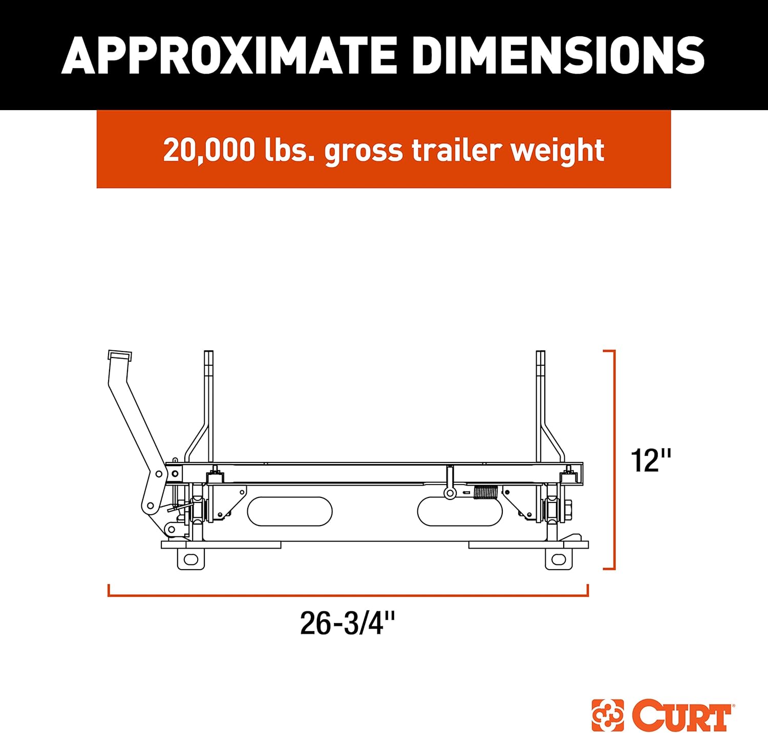 CURT 16564 S20 Sliding 5th Wheel Hitch for Short Bed Trucks, 20,000 lbs (Head Required)