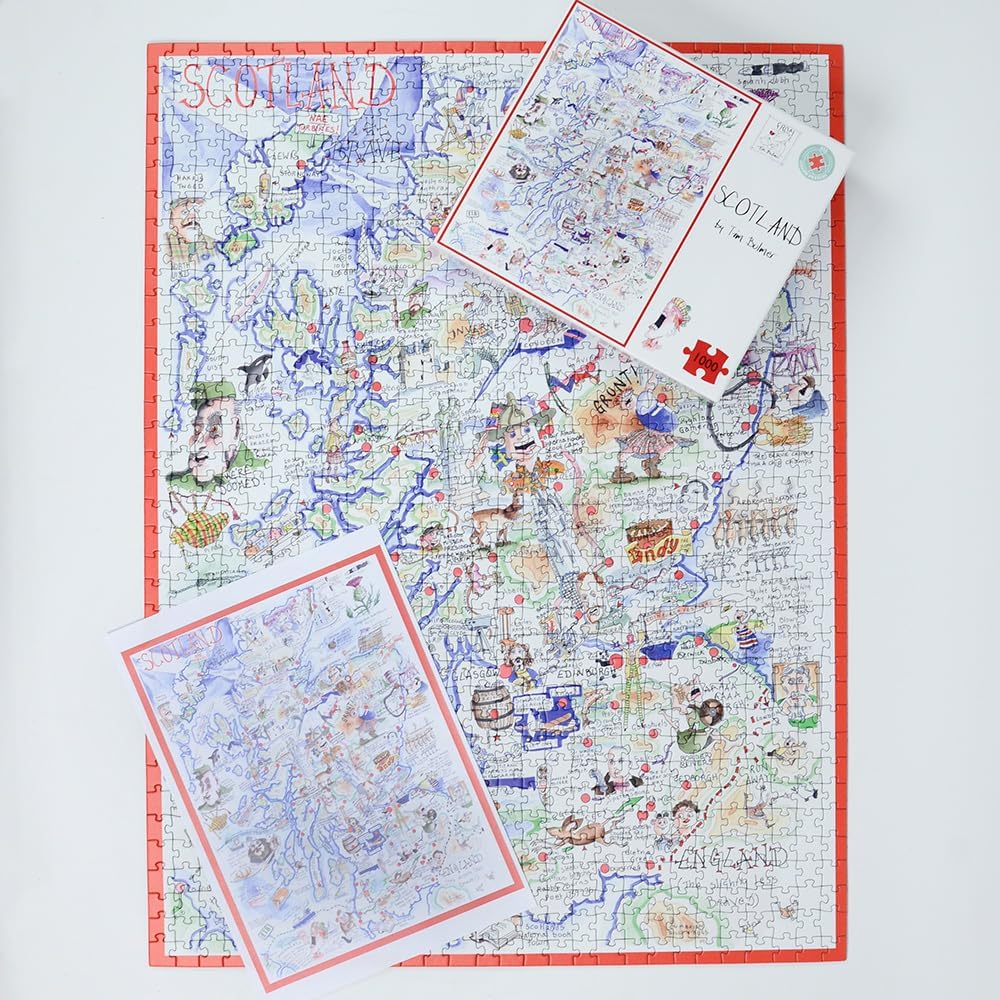 1000 Piece Jigsaw Puzzle - Comical Map of Scotland Artwork by Tim Bulmer - Comical 1000 Piece Puzzles for Adults Colorful Jigsaw Puzzle 66cm X 50cm Funny Jigsaw Puzzles