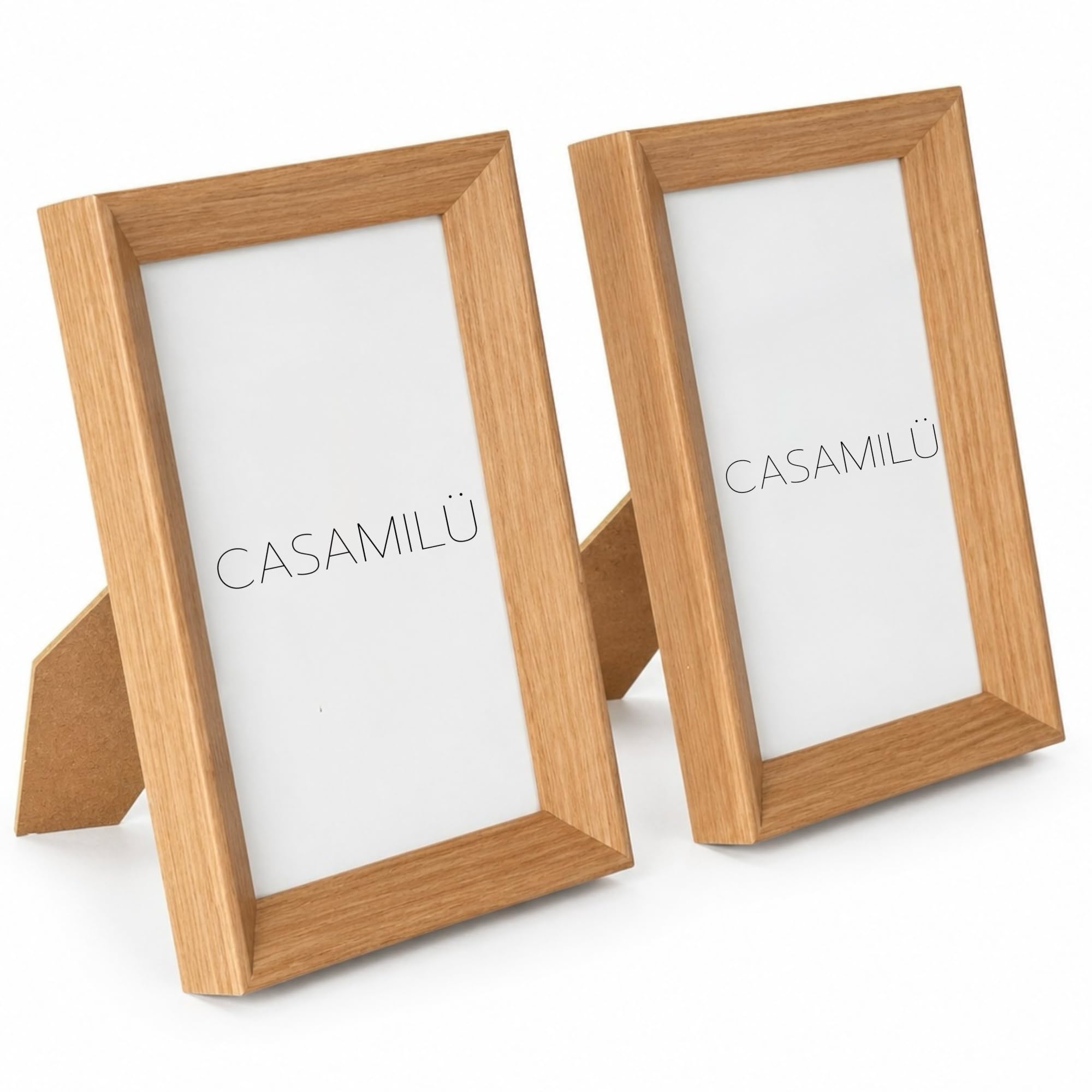 Kit 2 Porta Retrato 10x15 cm de Bancada Premium CASAMILU Asturias Mart PP | Cor Madeira