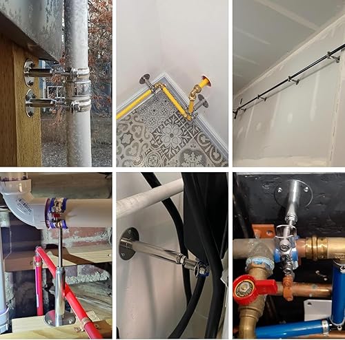 Miniatura 5 de Kodilin 2 soportes de tubo de montaje en pared de acero inoxidable 304, adecuados para tubos OD de 34 pulgadas (0.984-1.102 in), altura ajustable de