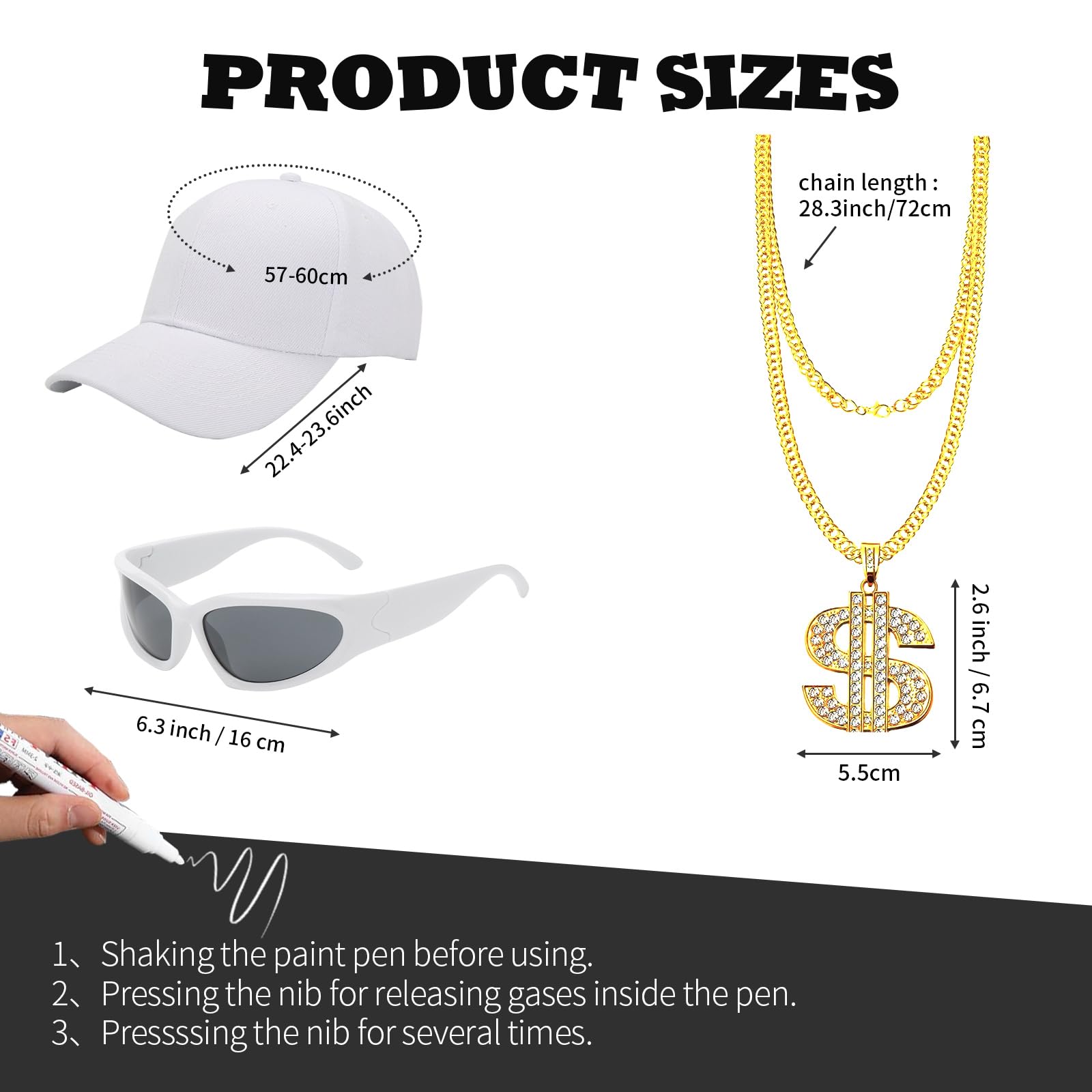 Ukontagood 12 Pcs Hip Hop Costume Kit Rapper Accessories