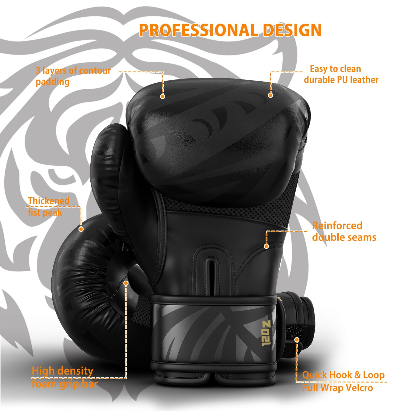 Dripex Boxhandschuhe, Boxsack Punchinghandschuhe, PU Leder Boxing Gloves, MMA Sparring Handschuhe Muay Thai Kickboxhandschuhe Männer Damen Jugendliche 8 10 12 14 16 oz