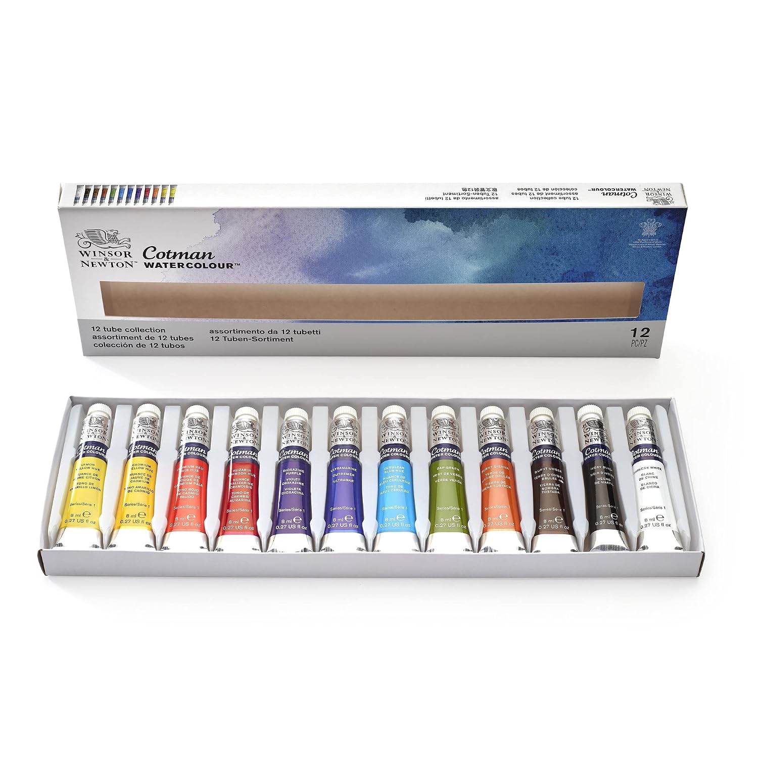 Winsor & Newton Cotman 8Ml Water Colour Tube (Set of 12), Blue
