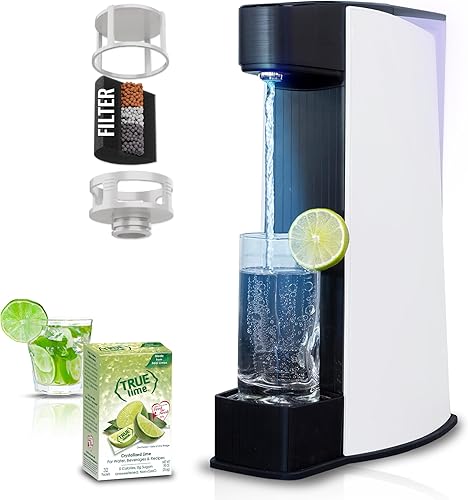 Carbon8 Máquina para hacer agua gasificada, máquina de flujo de soda casera, carbonatador de CO2 atornillado, mineralizador de agua de encimera,