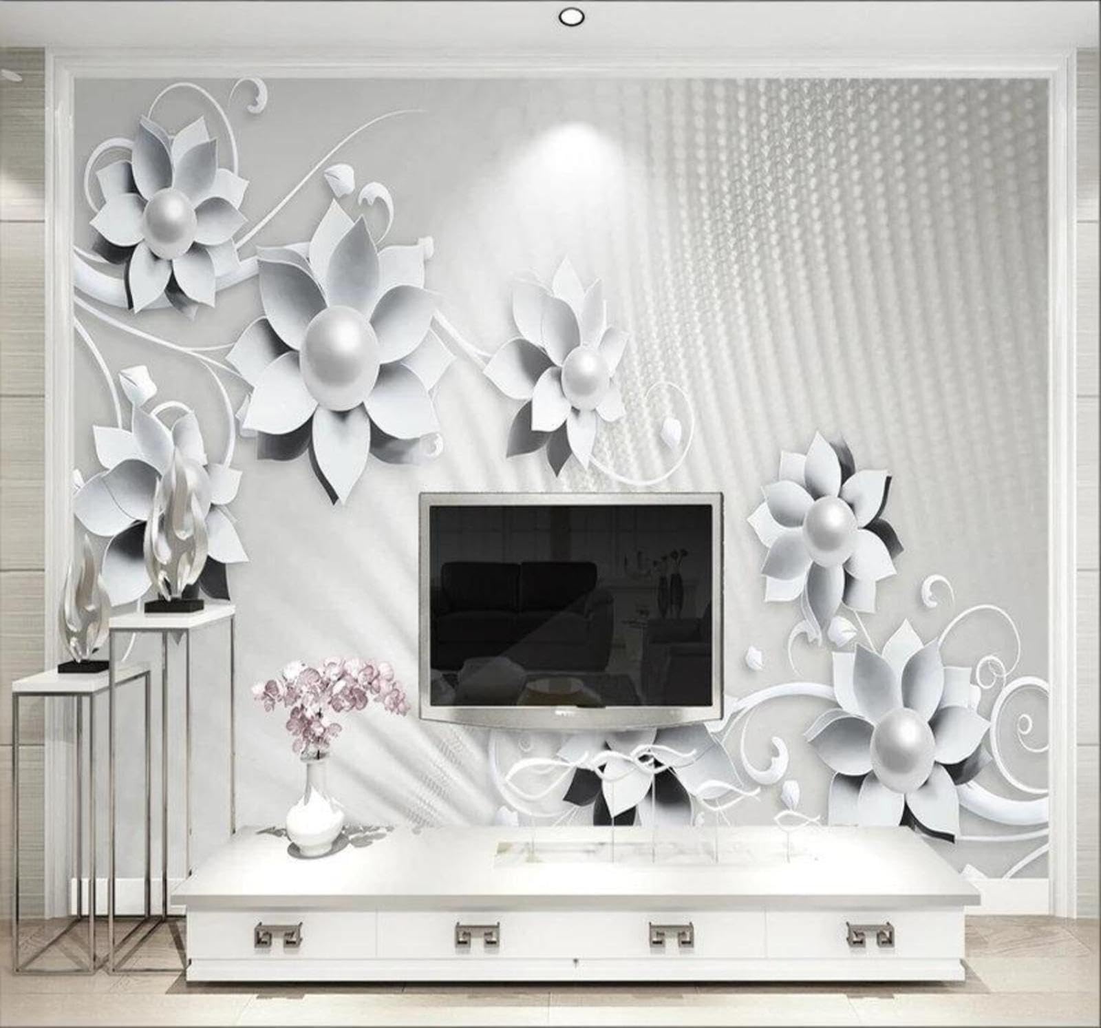 Simple Three Dimensional Beautiful Flowers Jewellery 3D Wallpaper Easy Install Feature Office Living Room Sofa Bedroom TV Background Wall Decoration-350cm×256cm