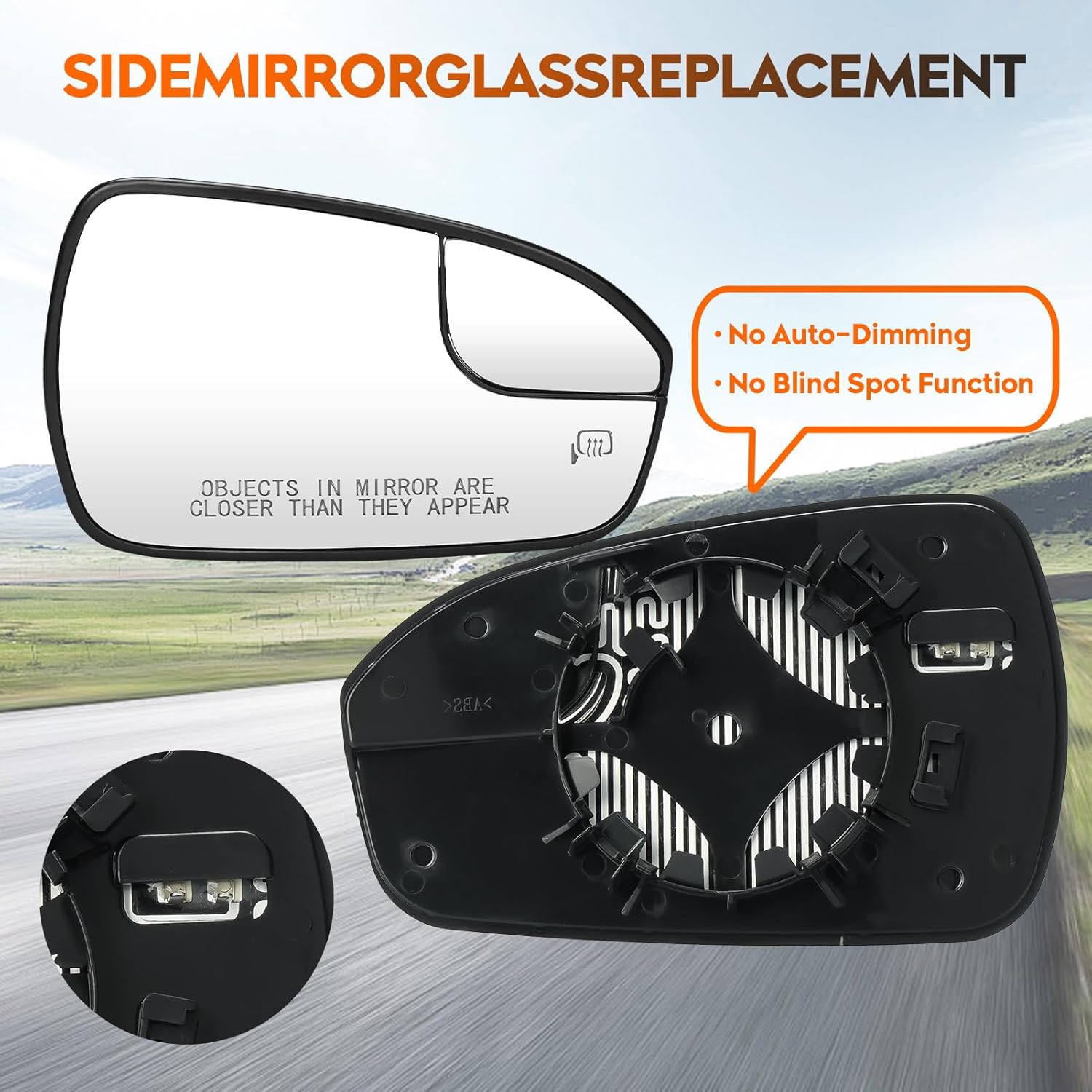 Youxmoto Replacement Passenger Right Side Mirror Glass, for Chevy Silverado/for GMC Sierra 1500 2019-2023, Replace 84309709, Convex Heated Side View Mirror with Backplate