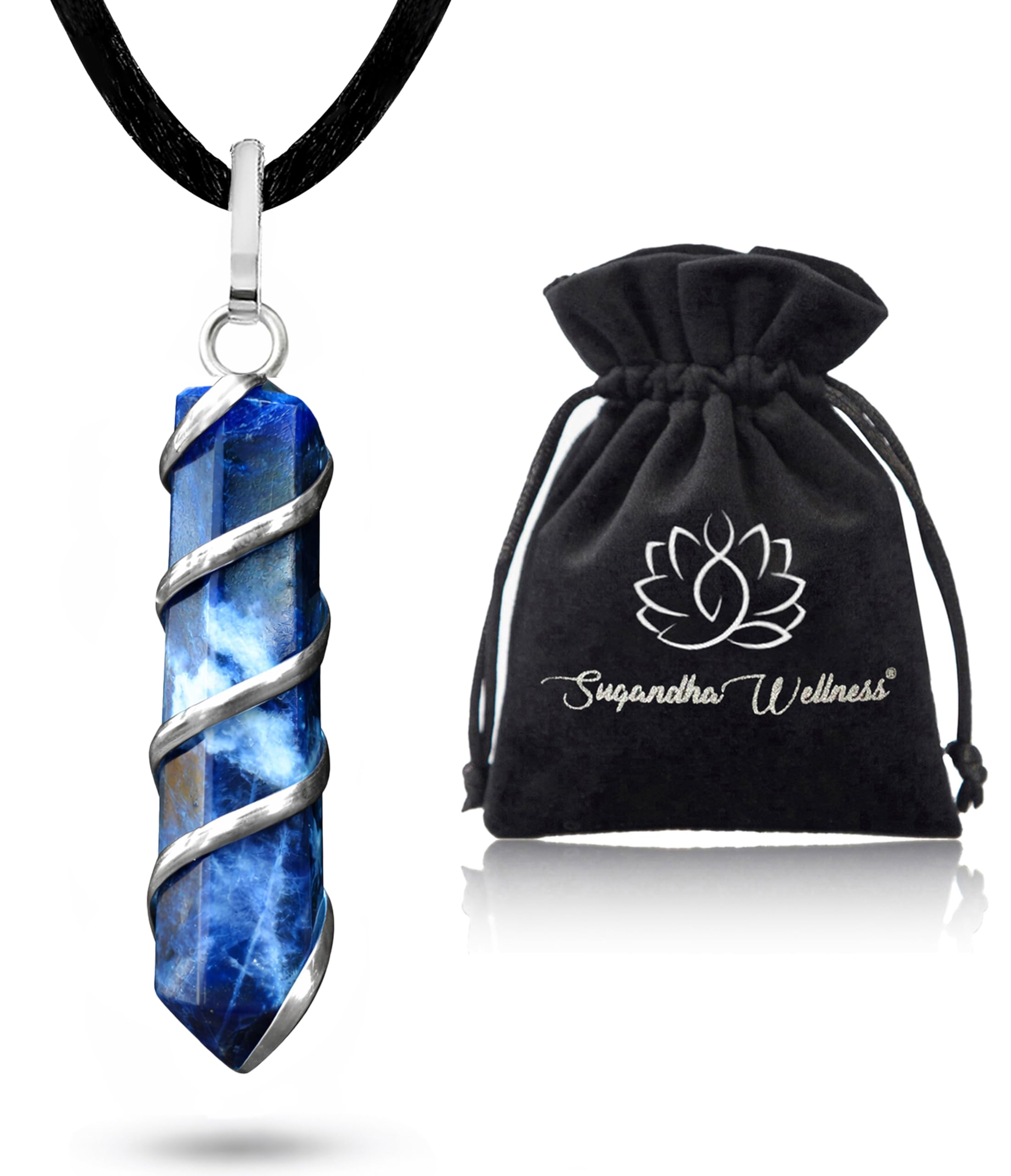 Sodalite Healing Crystal Necklace - Communication, Truth & Balance