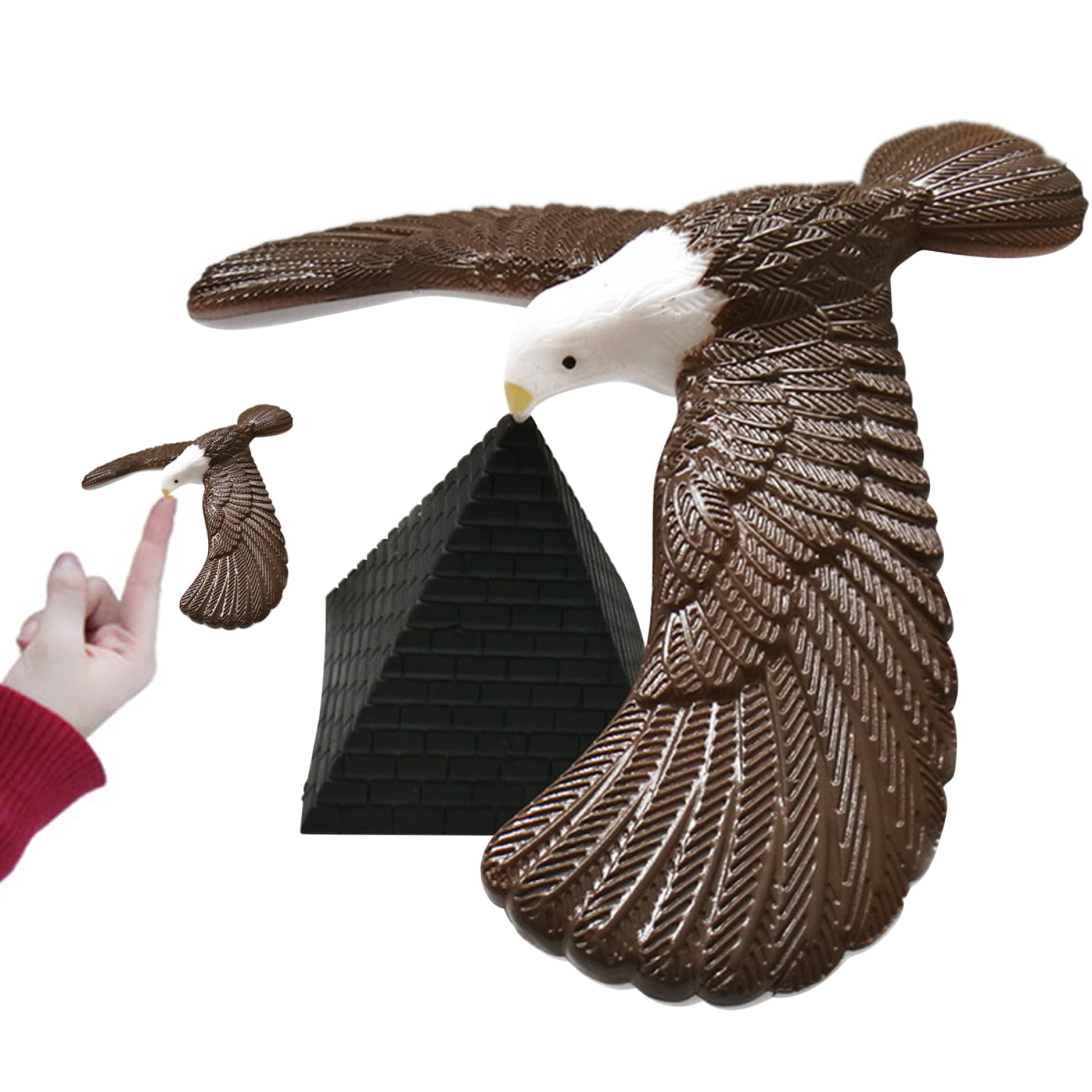 Balancing Bird Toy for Finger, Balancing Bird for Kids Cute Vivid Balance Relaxing Eagle with Pyramid Base Stress Relief 6.7in Toy for Finger Birthday, Eagle — view 5