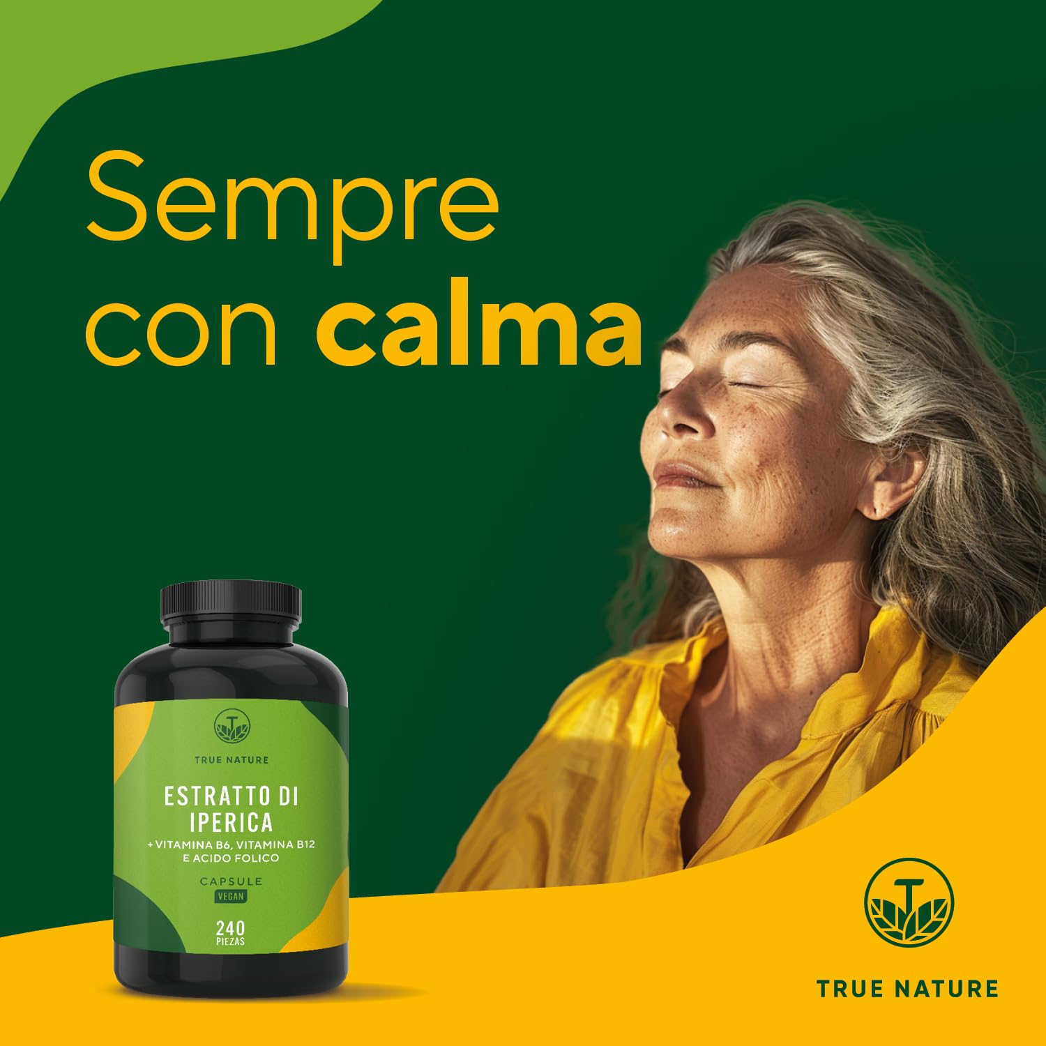 Capsule di iperico ad alto dosaggio - 240 capsule con le vitamine B6, B12 e acido folico - 5000 mg di iperico per capsula (estratto 10:1) - ipericina & iperforina - Prodotto in Germania - TRUE NATURE