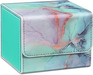 CASEBOT Card Deck Box Compatible with MTG/TCG/CCG, Magnetic Game Card Case Large Size Fits Up 180+ Game Cards with PU Divider, Emerald Marble
