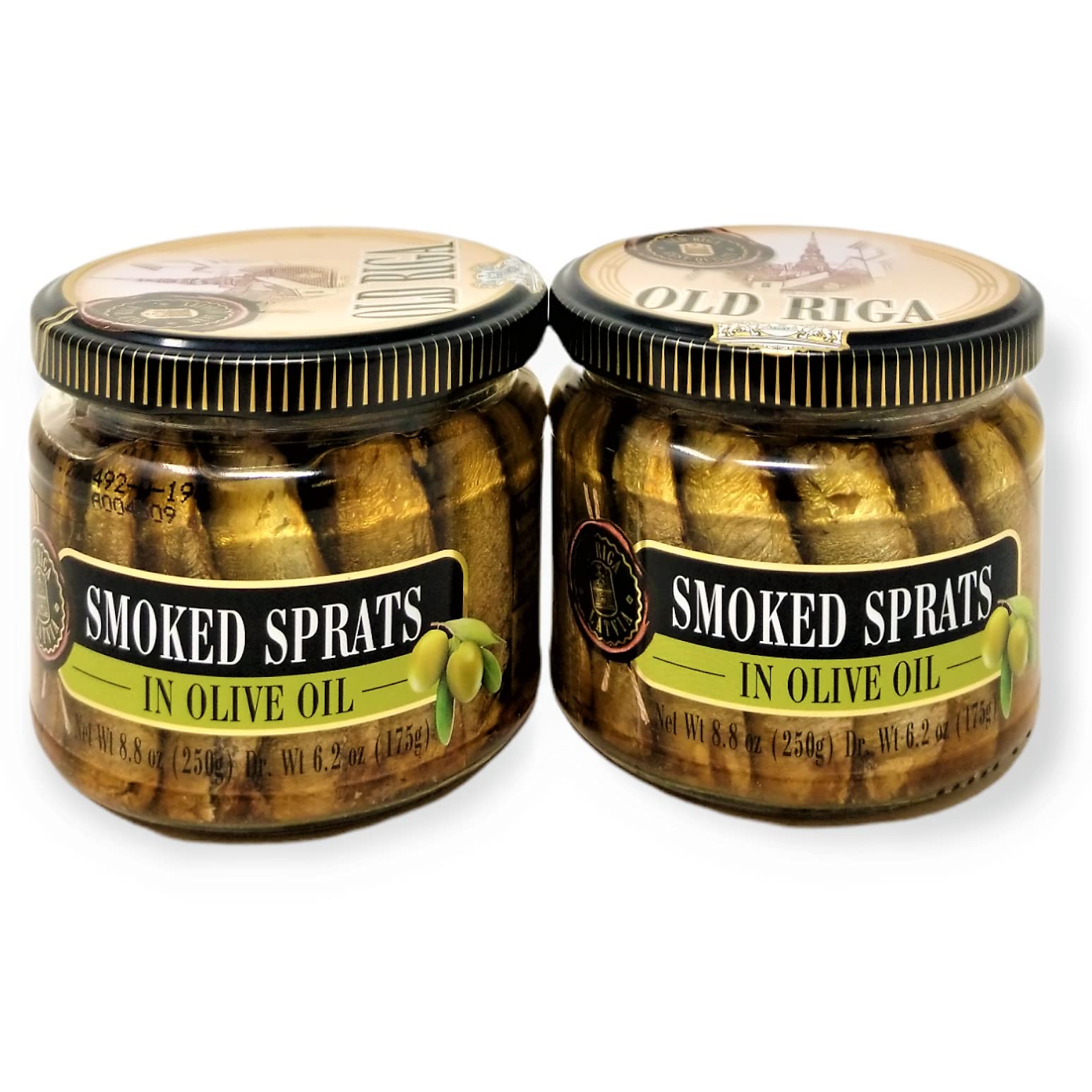Old Riga Smoked Sprats in Olive Oil 250g/6.2 Oz | Kosher Product, Non GMO, BPA Free, Keto Friendly | Rich in Omega-3 Fatty Acid, Vitamins and Minerals| From Fresh Wild Caught Sardines of Cold European Seas (Pack of 2)