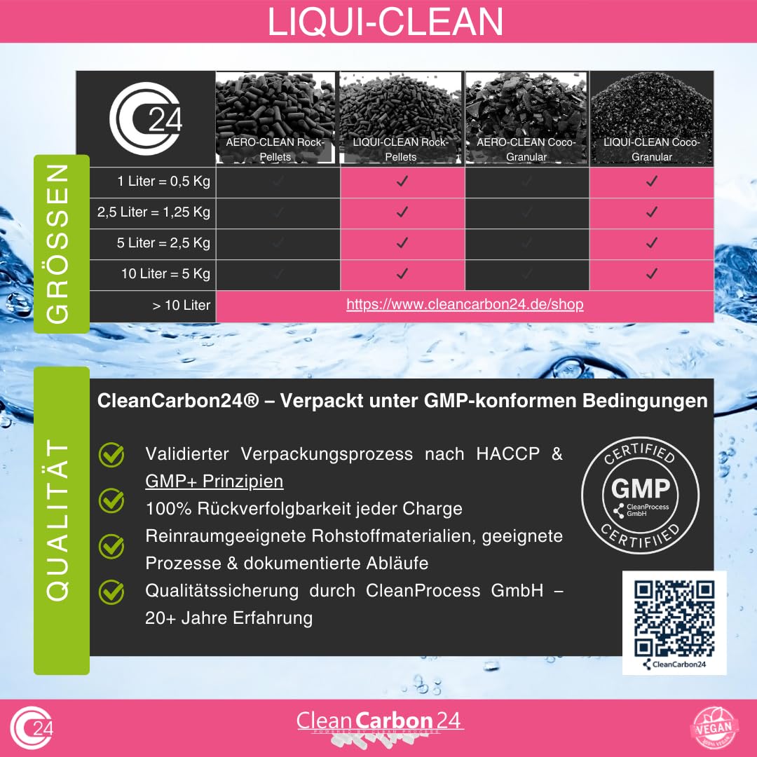 2,5 litres de Charbon Actif granulés de coquilles de Noix de Coco pour Le Traitement de l'eau (0,6-2,36 mm/8 x 30 Mesh) [Classe énergétique A]