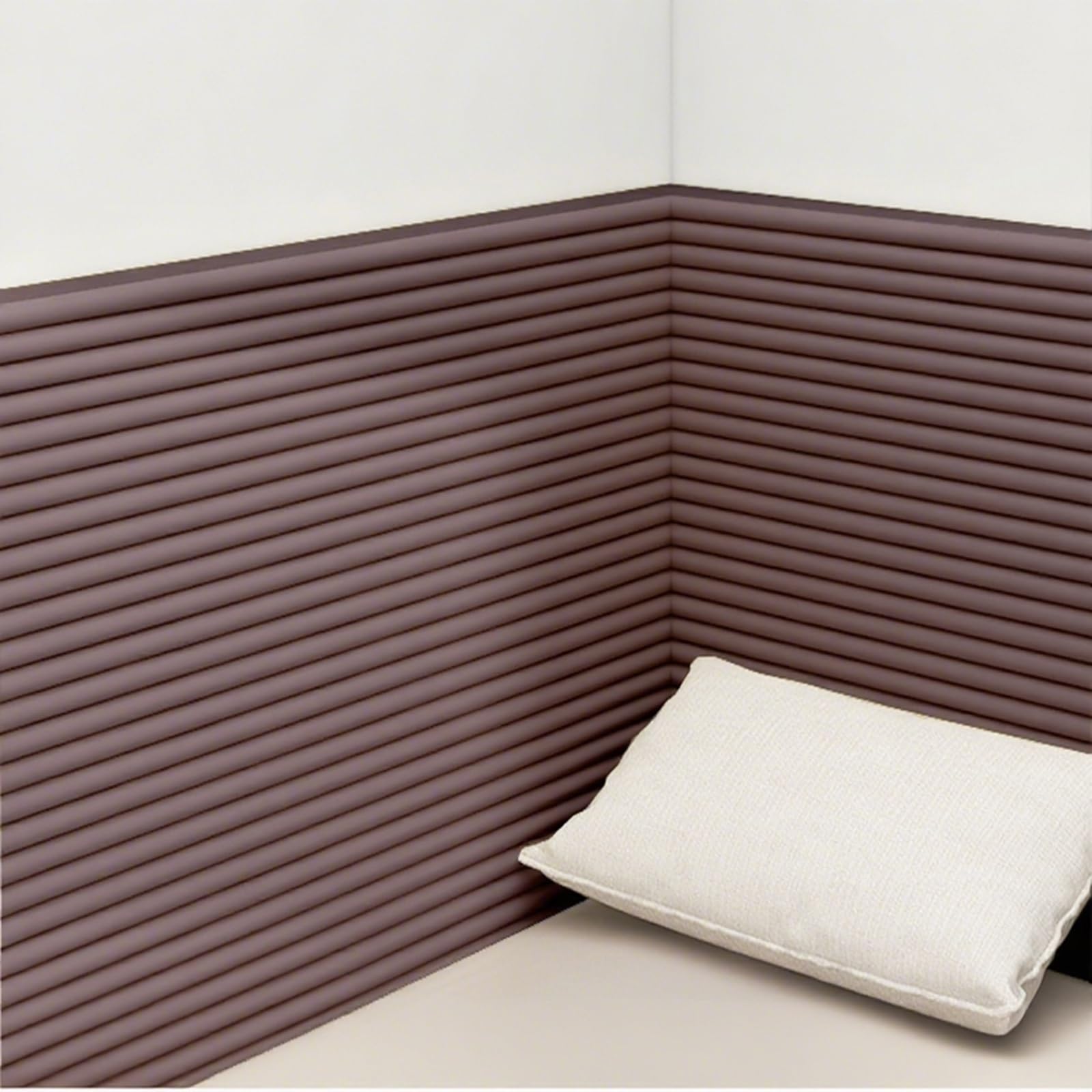 Panneau Tete de Lit à Coller, 20x200cm Tapis Mural Anti-Collision, Panneaux Muraux Rembourrés pour Enfants, Décoller et Coller Rembourrage Mural(Coffee,4pcs)
