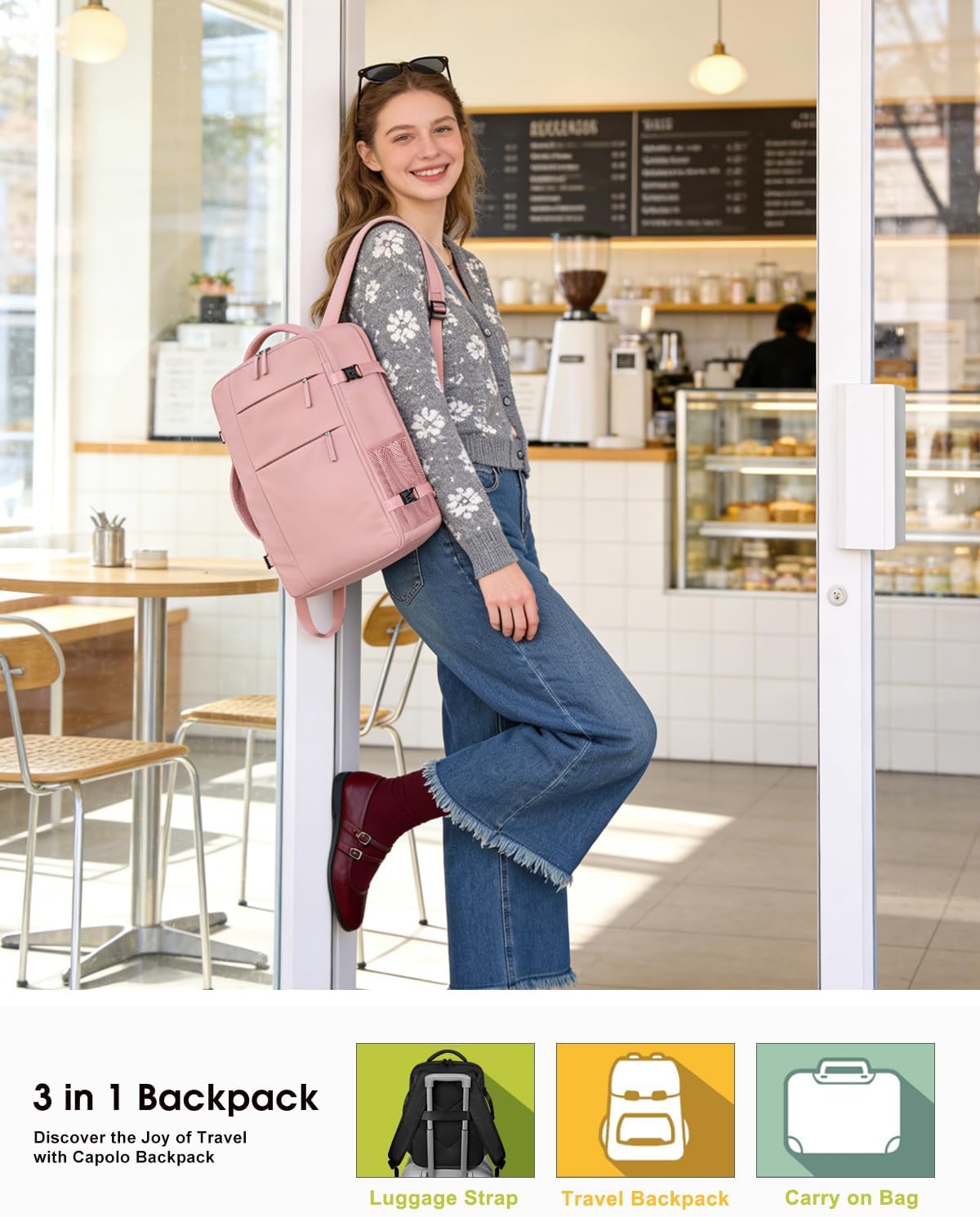 Capolo Travel Backpack for Women Men Waterproof Laptop