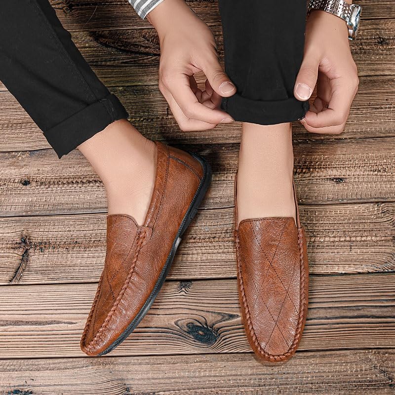 Men's Loafers Shoes Round Toe Vegan Leather Driving Style Loafer Slip Resistant Anti-Slip Flexible Walking Prom Slip-ons4