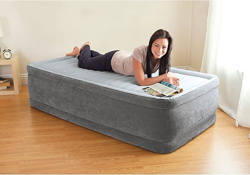 Miniatura 9 de Intex Colchón de aire tamaño individual, 45,7 cm de altura, bomba incorporada, Dura-Beam Deluxe Comfort-Plush - Cama hinchable portátil