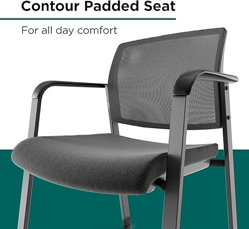 Miniatura 4 de STAPLES Workplace 2.0 Esler - Silla para invitados y recepción, respaldo de malla y asiento de tela, apilable, color negro