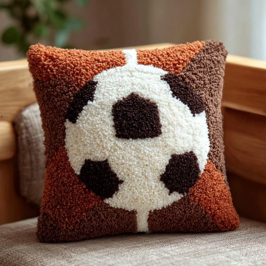 Taxpy Latch Hook Cushion Kit for Beginners Football