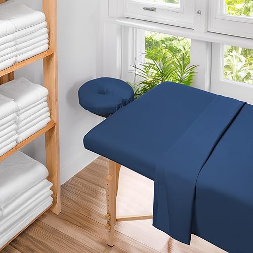 Miniatura 37 de Saloniture Juego de sábanas de microfibra para mesa de masaje de 3 piezas, funda de cama facial de alta calidad, incluye sábanas planas y ajustables