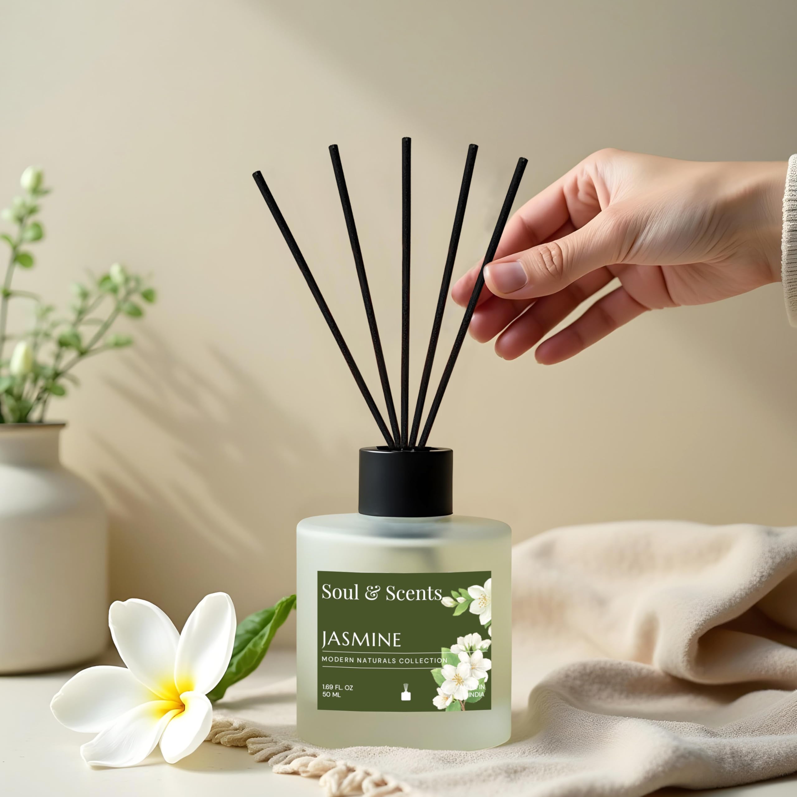 Soul & Scents Lavender and Jasmine Reed Diffuser Set - 100ml with Free 10 Rattan Reed Sticks| Toxin Free & Stress Relief| Long Lasting | Room Freshener for Home, Bedroom & Office| Combo Pack of 2 1