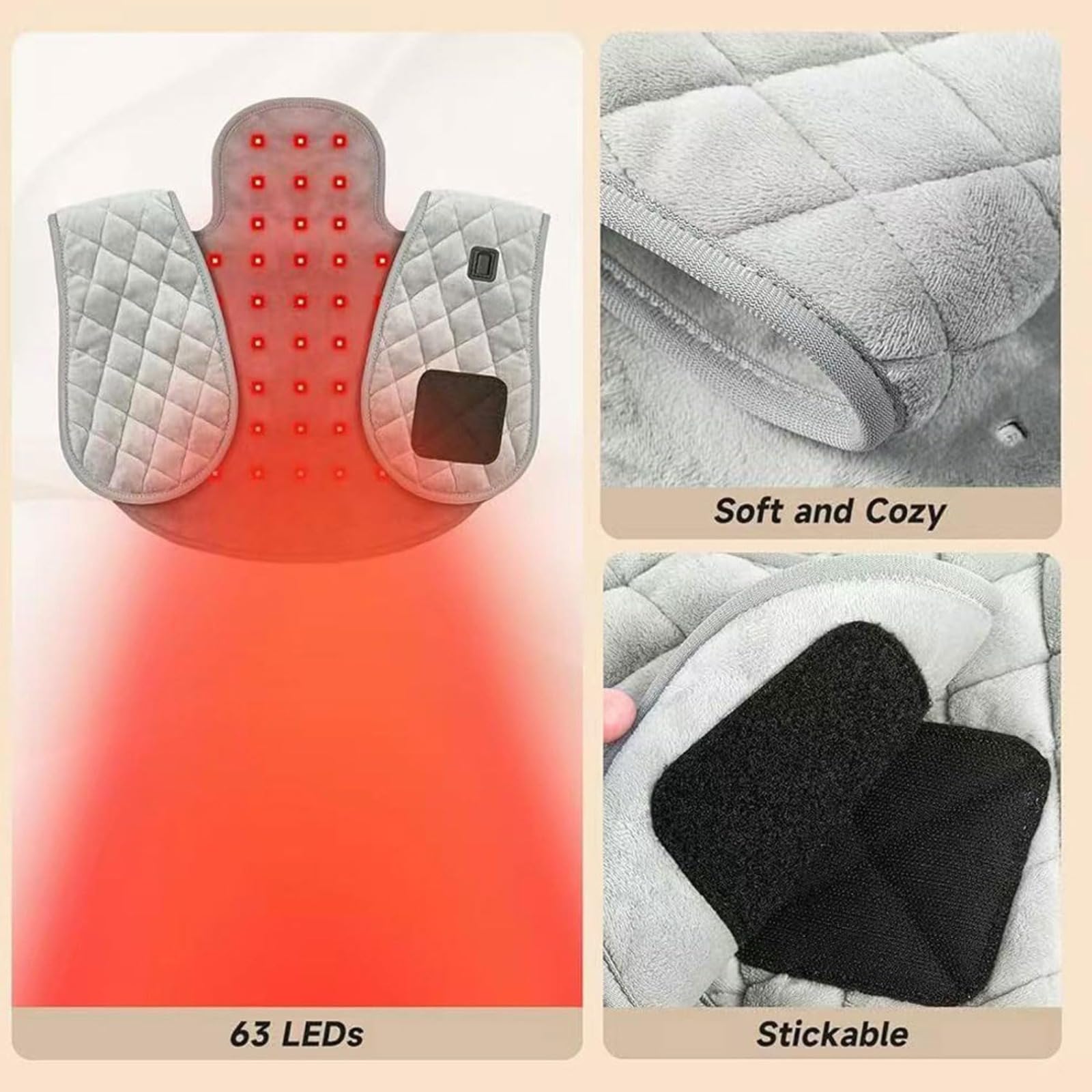 Dispositivo de terapia de luz infrarroja, almohadilla para aliviar el dolor de cuello, hombros y espalda, 3 modos de calefacción, con control remoto, recuperación muscular portátil en el hogar, mejora
