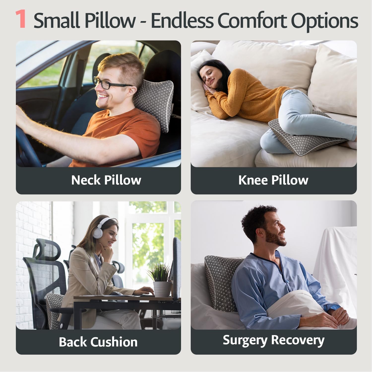 fulocean Small Cooling Memory Foam Travel Pillows for Airplanes, Compressible Camping Pillow, Adjustable Gel Shredded Foam Bed Pillow for Medium Firm Neck Knee Support, Ideal Sleeping,Car,Backpacking