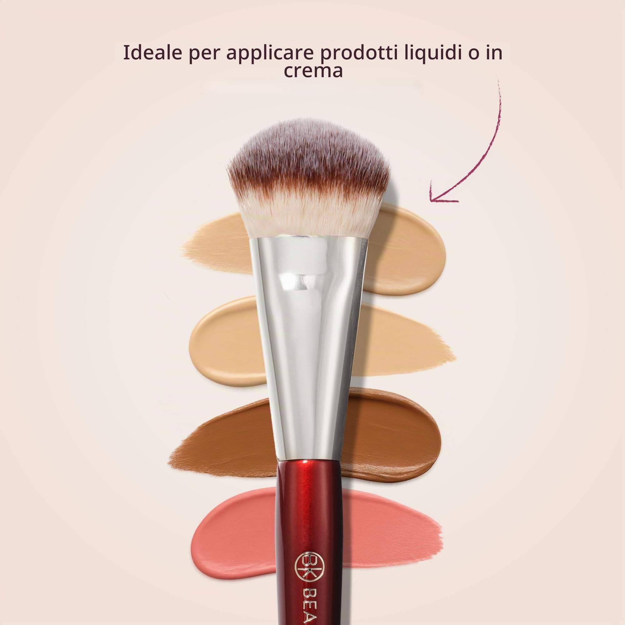 BK BEAUTY 109 mini pennelli da trucco, per fondotinta liquido o in crema, pennello per terra, cipria e illuminante