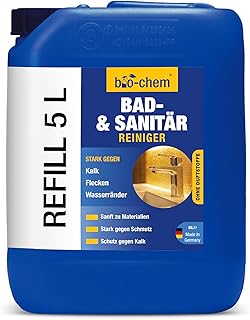 bio-chem Bad- & Sanitärreiniger – 5 Liter Kanister – Badreiniger & Kalkentferner für Dusche, WC, Fliesen, Armaturen & Sanitärbereiche