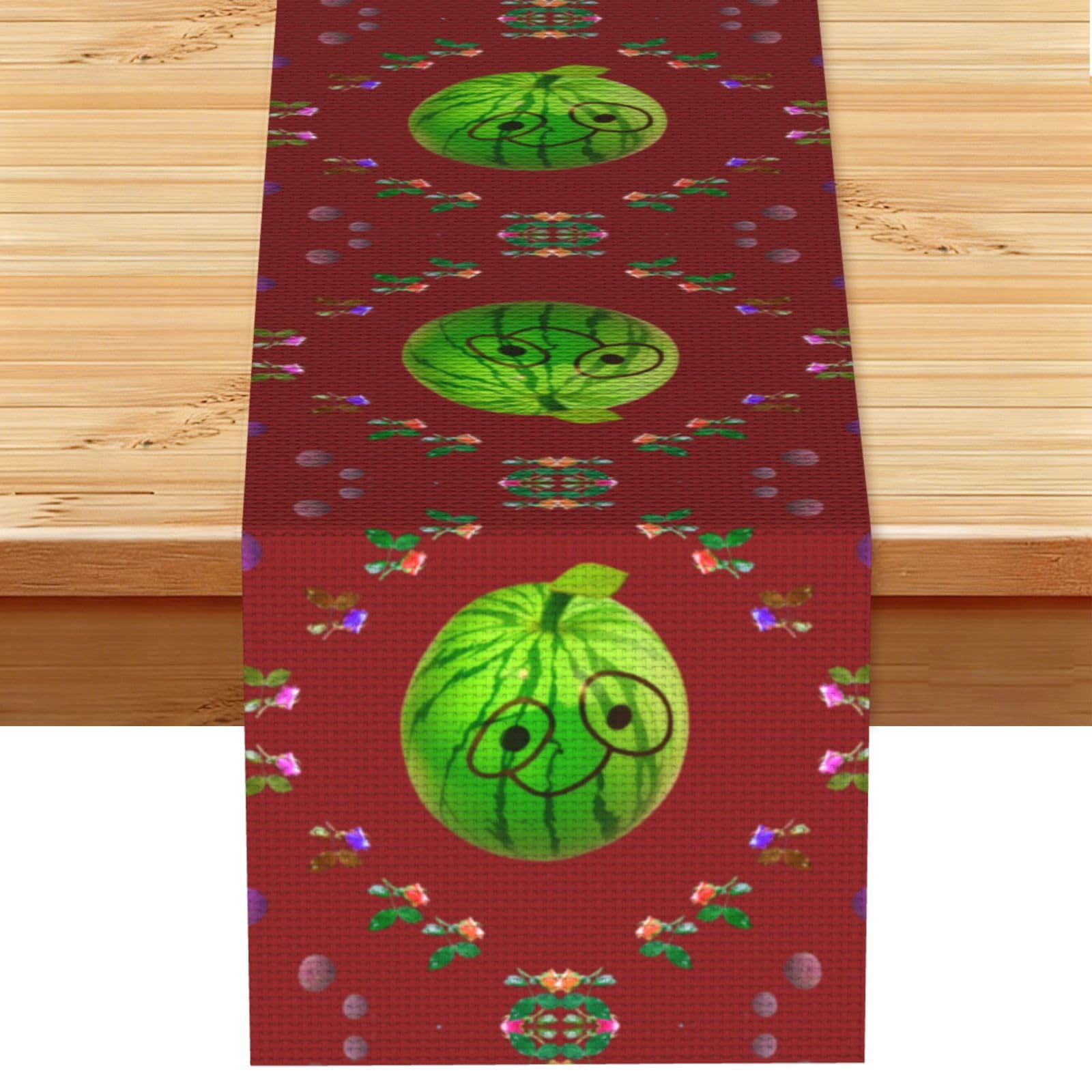 Big Eye Watermelon Linen Feel Table Runner Wedding Party Home Decoration