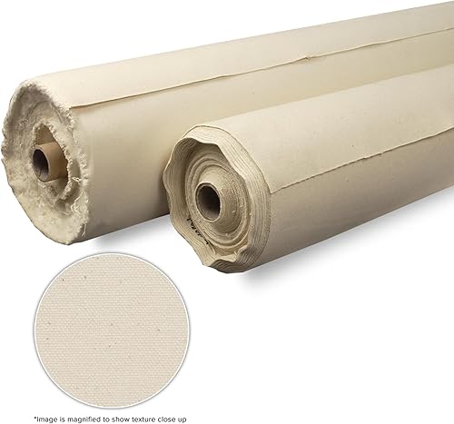 Miniatura 3 de Creative Mark Rollo de lona de algodón sin imprimación de pato de lujo, rollo de doble relleno #15 de 15 onzas, 72 pulgadas x 30 yardas, textura de