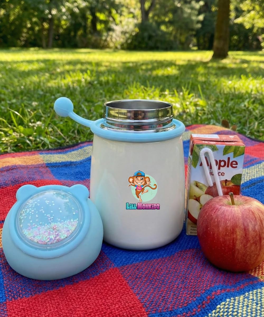 Vacuum Insulated Food Jar for Baby/Kids 350ml, Thermos Flask Keeps Food Warm for Up to 10 Hrs, Small Hot Box As Multipurpose Container for Storing (Blue)