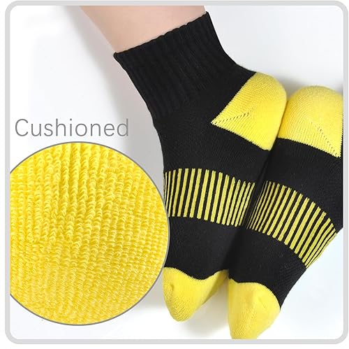 Miniatura 4 de Calcetines tobilleros acolchados para niños, calcetines atléticos para niñas, calcetines de algodón para niños, jóvenes, mujeres, 12 pares