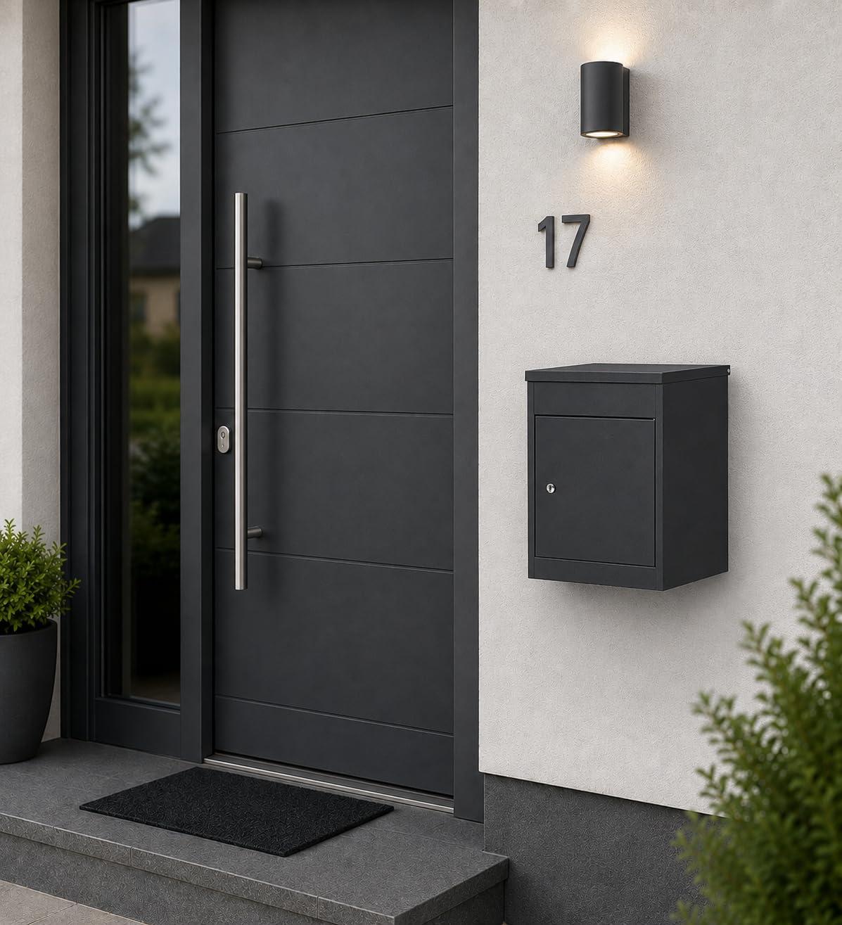 Paketbriefkasten groß – Abschließbarer Briefkasten für Pakete & Post, wetterfest aus Metall, mit 2 Schlüsseln, 41 × 35 × 53 cm – Anthrazit