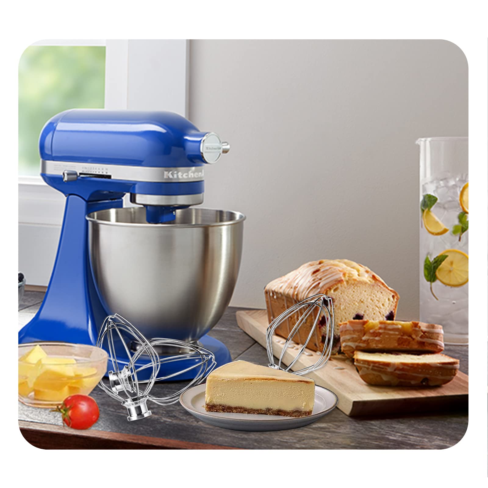 Frusta a filo in acciaio inossidabile inox per KitchenAid mini robot Artisan 3.3L, frusta a 6 fili, accessori per mixer KitchenAid