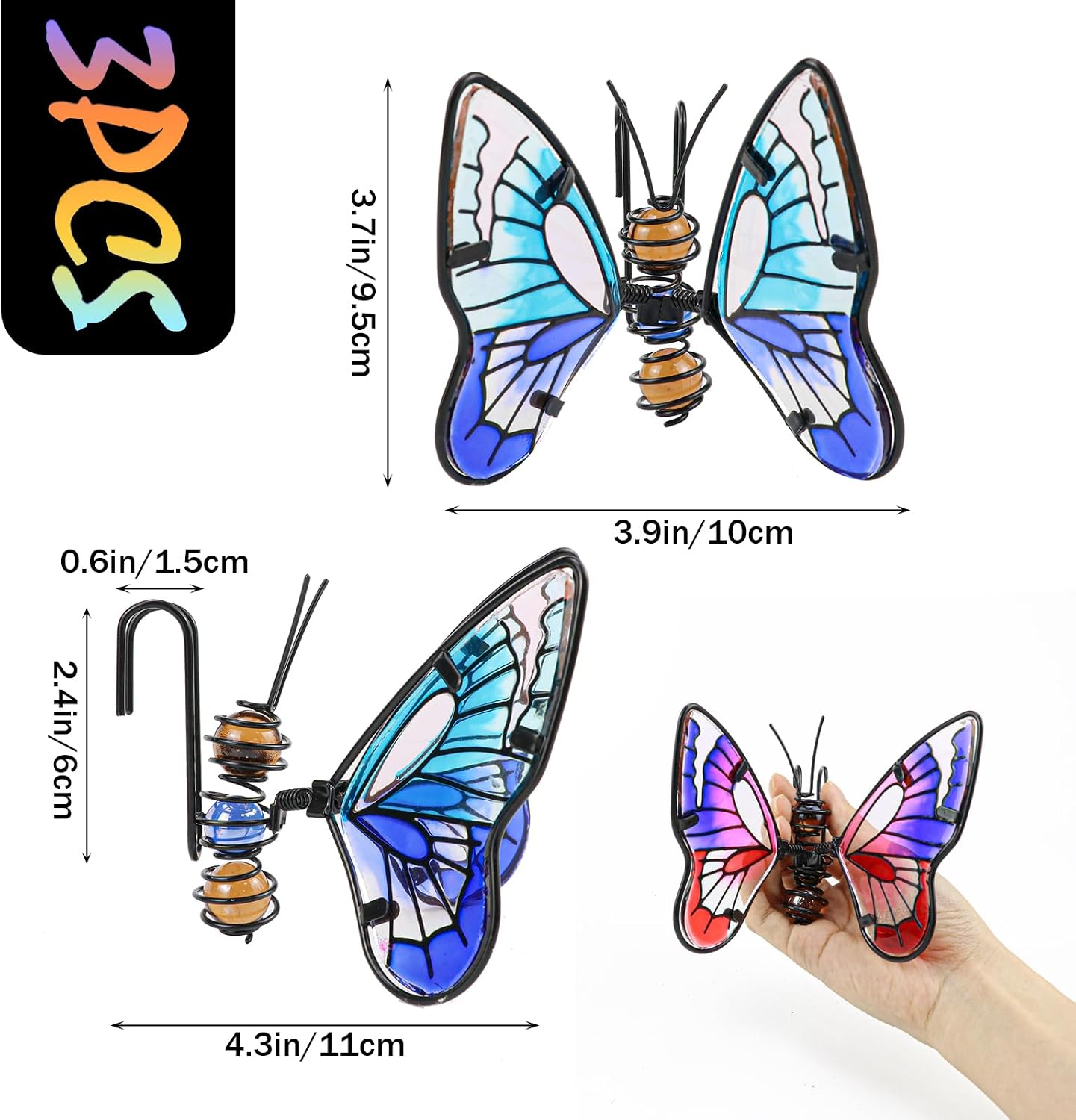 3Pcs Butterfly Flower Pot Decoration,Plant Pot Hanger Pendant Ornament image 2