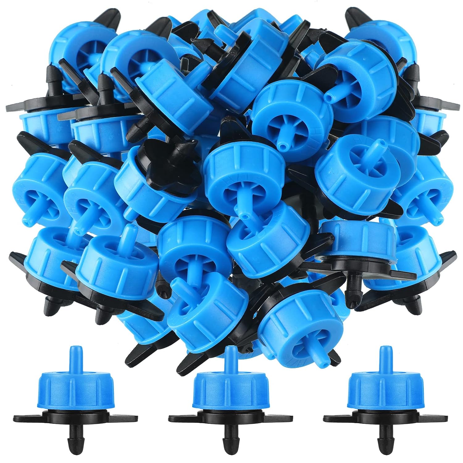 Didaey 100 Pcs Drip Irrigation Emitters, Pressure Compensating Absinthe Drippers, Drip Tip Constant Flow Heads Parts Garden Flower Pots Plants, Dig Kit for 1/4 Inch Watering Tubing Line(Brown,2 GPH)