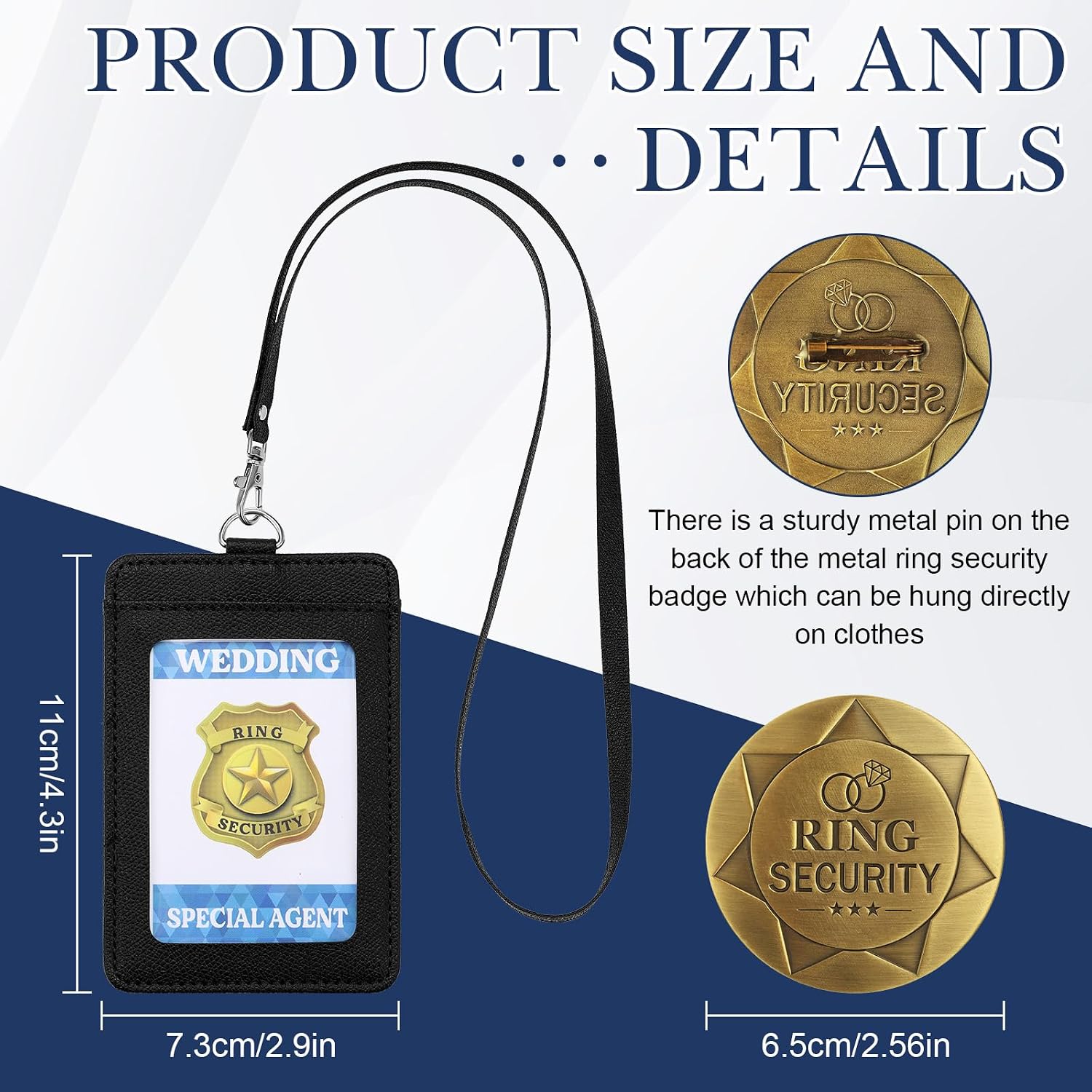 Gejoy Wedding Ring Security Box Bearer Suitcase with Earpiece Earplugs Headset and Sunglass Metal Ring Badge ID Card Holder