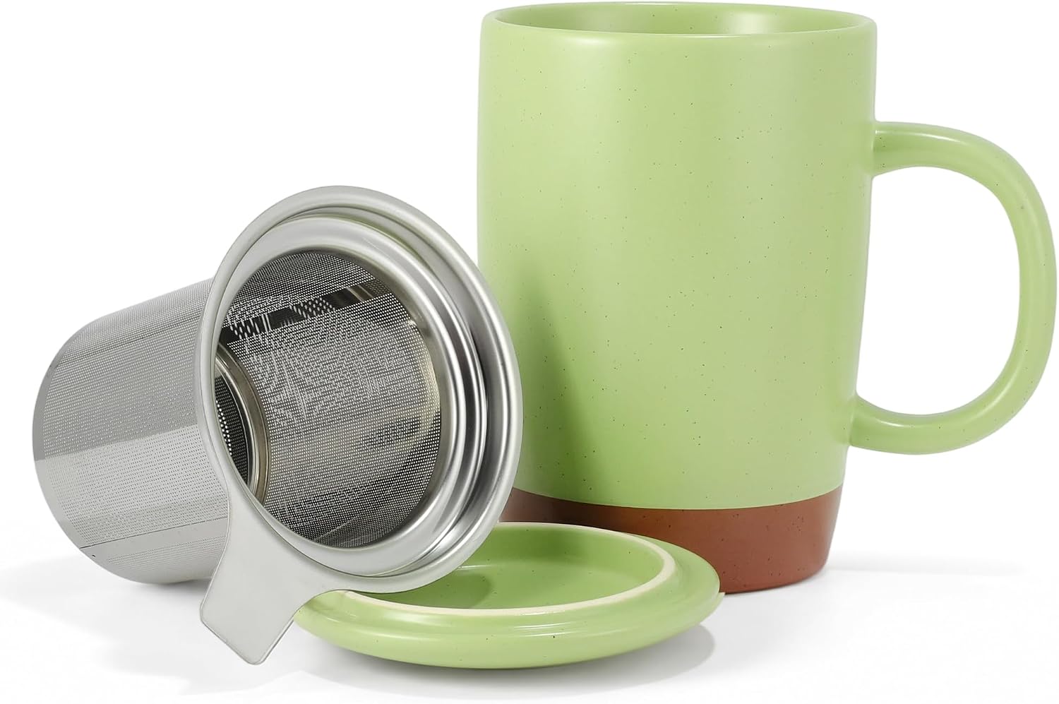 20 oz Tea Mug with Lid and Infuser, Khaki Brown