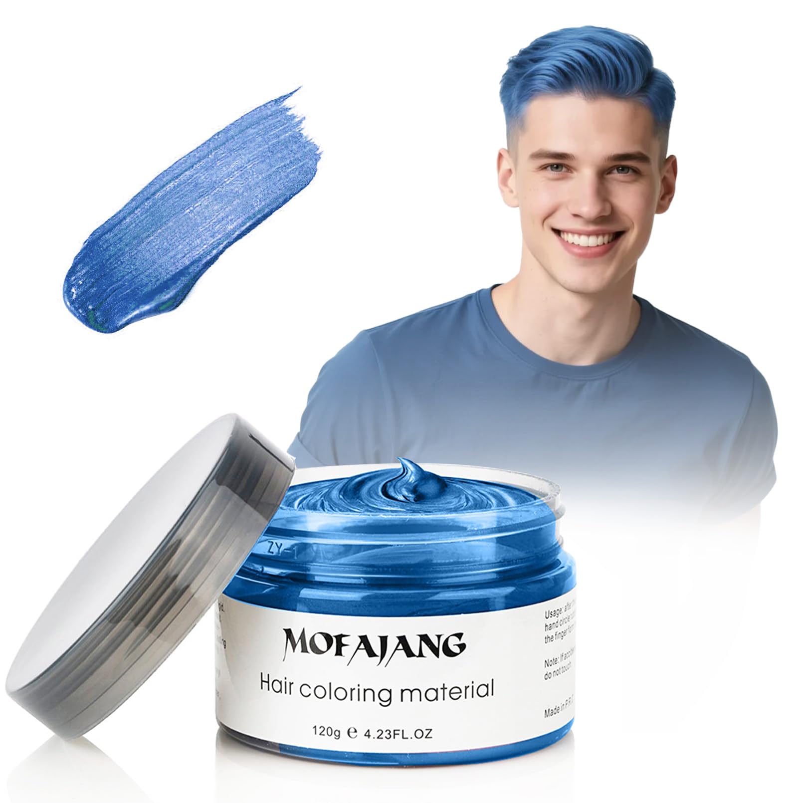 Coloured Hair Wax, Blue Hair Dye, Natural Material Temporary Hair Colour for Women Men, Instant Styling Hair Colour Wax for Party Birthday Halloween Cosplay