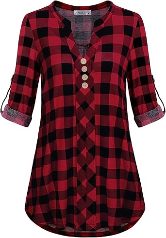 rolled sleeve checked dress amazon
