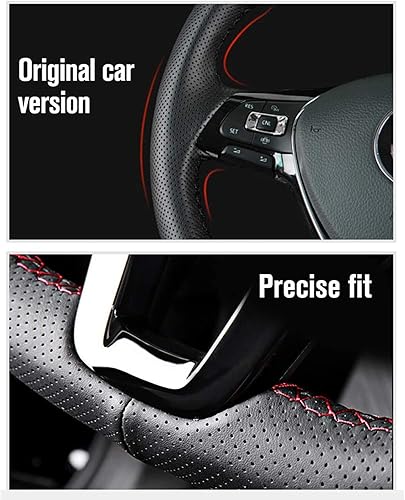 Miniatura 5 de Car Hand-Stitched Black Leather Car Steering Wheel Covers, for Nissan March 2010-2015  Sunny 2011-2013  Almera 2013
