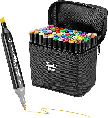 GCVOPTON Juego de marcadores de doble pincel de 60 colores para niños y adultos, juego de marcadores para artistas, marcadores de dibujo, pinceles