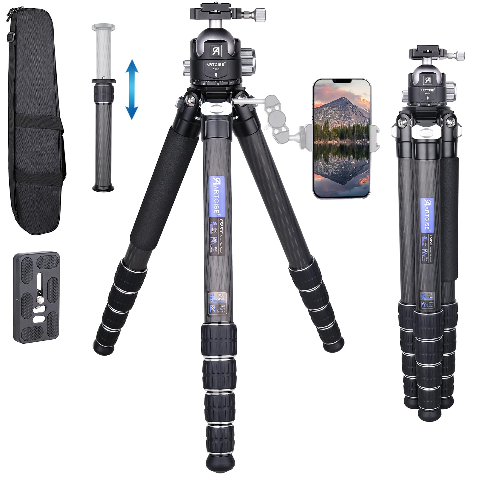 ARTCISE 22mmカーボン 三脚 4.7cm-35.5cm　[4C7] Amazon.com : ARTCISE Compact Lightweight Travel Carbon Tripod with